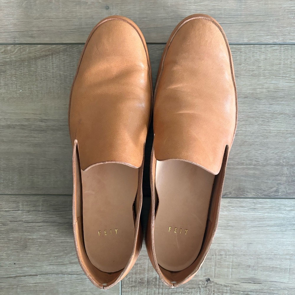 FEIT Brown Hand Sewn Class Slip On Leather Shoes
